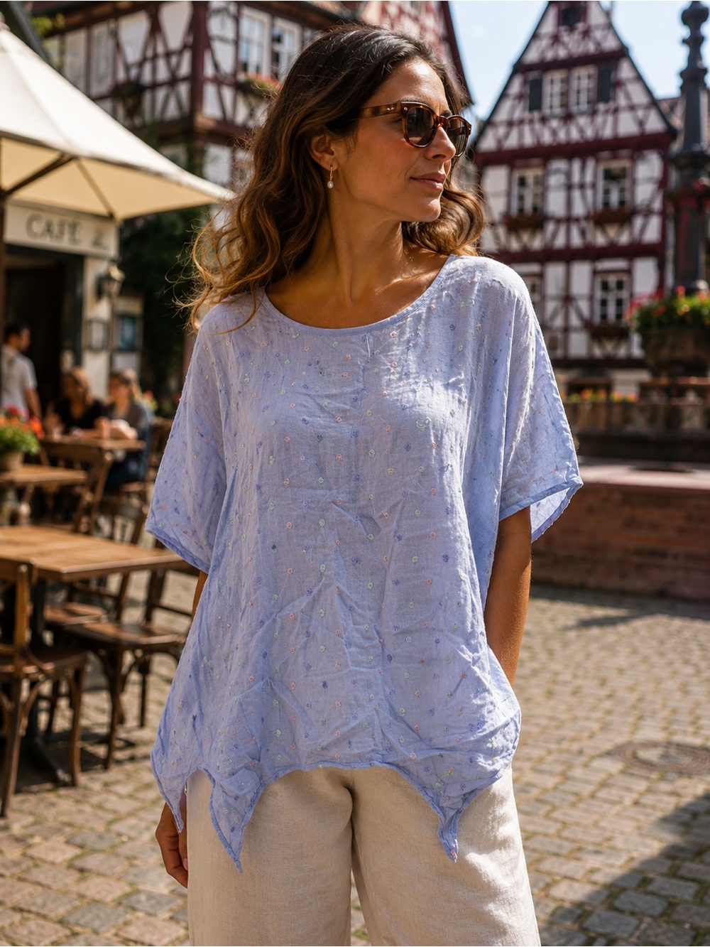 Light Blue Patterned Top
